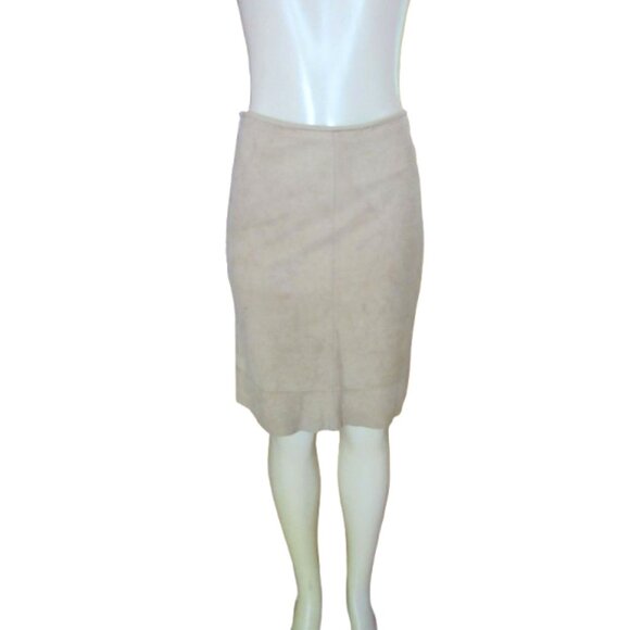 Banana Republic Beige/Tan Back Zip Suede Above Knee Skirt Size 6 - Picture 2 of 6
